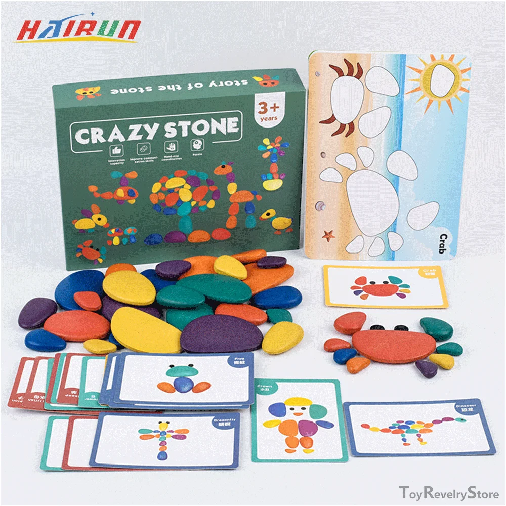 

Childrens Early Education Rainbow Pebbles Jenga Training Stability Stone Building Blocks Fun Puzzle Assembling Board Game Toys