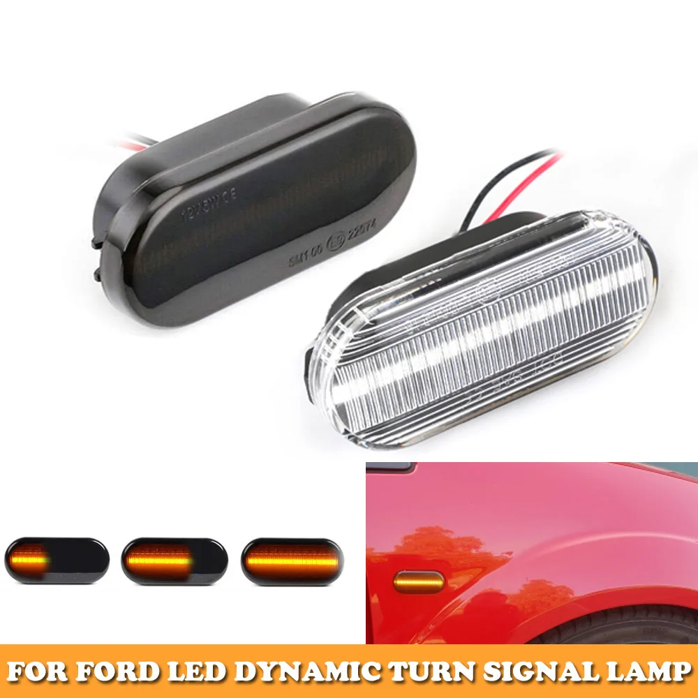 

1pair water flowing front turn signal indicator dynamic lights lamp for Ford C-max Fiesta Galaxy Fusion Focus MK2 Skoda Octavia