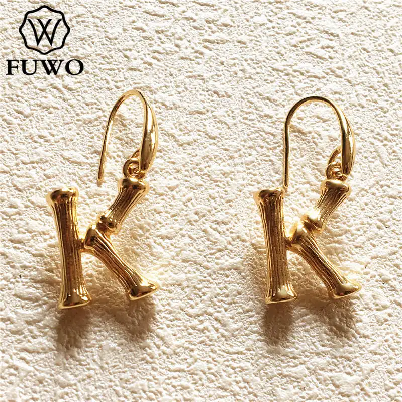 Женские медные серьги-подвески с буквами FUWO элегантные серьги золотого цвета