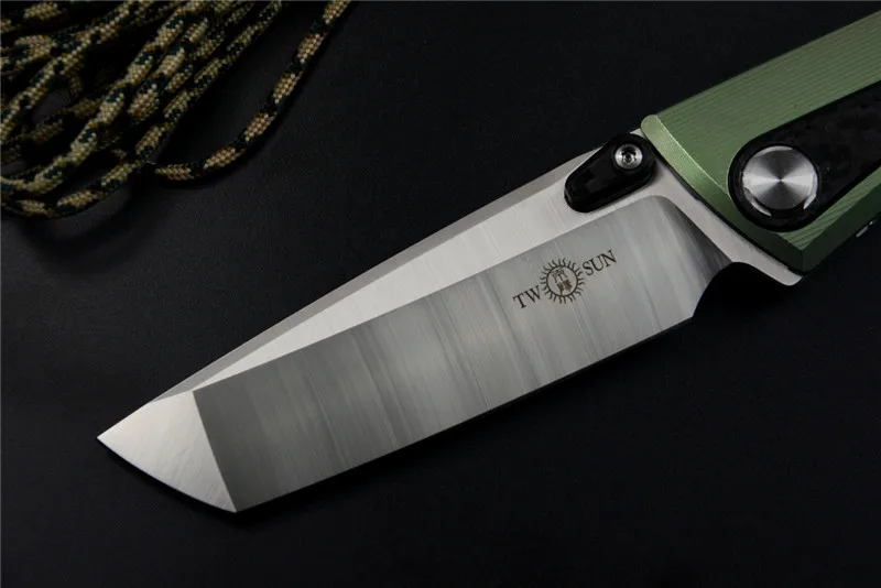Twosun M390 Knife TS80 Titanium Handle Survival Hunting Pocket Folding Knives with pocket clip for gift collections flipper open |