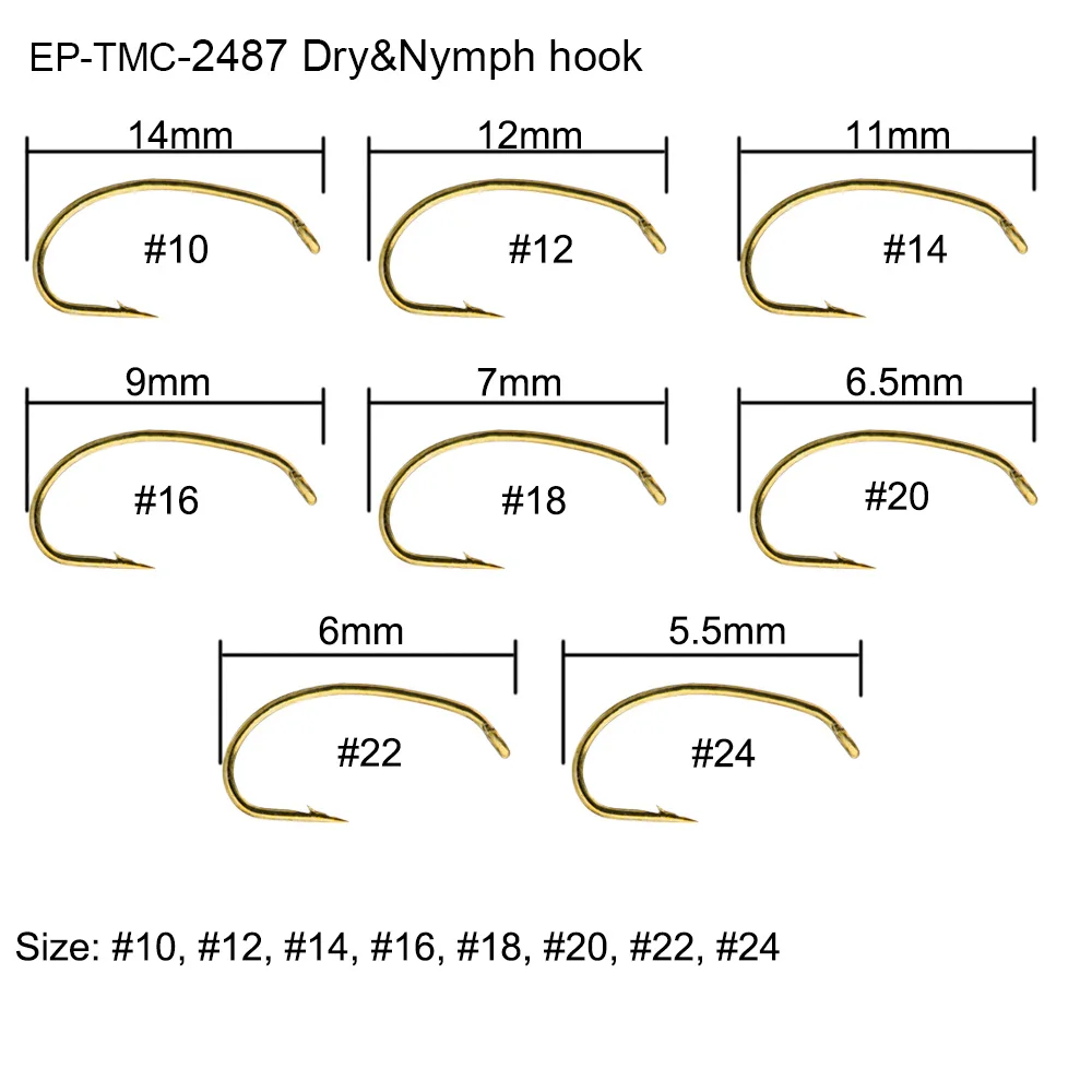 EP-TMC-2487 Eupheng 100 шт. креветки Caddis Pupa Хоппер наземные рыболовные крючки сухая Нимфа мокрая муха рыболовные крючки - Цвет: EP-TMC-2487