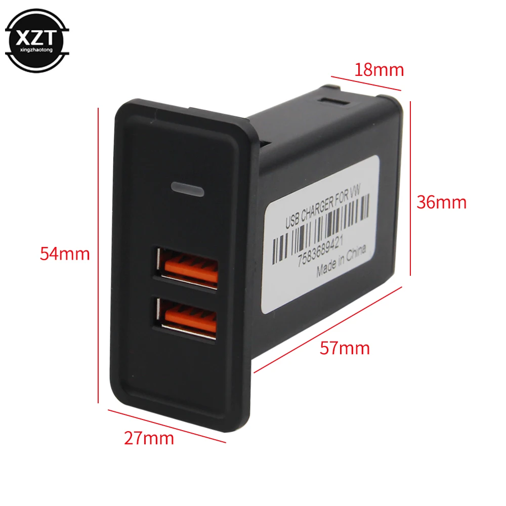 Автомобильное зарядное устройство 12 в двойной USB QC3.0 адаптер для Seat Leon Ibiza VW Golf Passat