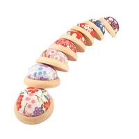 chainhopin cushion with wooden baseprinted floral fabric coverdiy sewing quilting accessoryneedlework toolsrandom 1 pcs