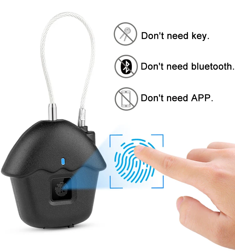 

Smart Fingerprint Padlock Keyless Lock Waterproof Anti-Theft Security Padlock Door Luggage Case Lock USB Rechargeable