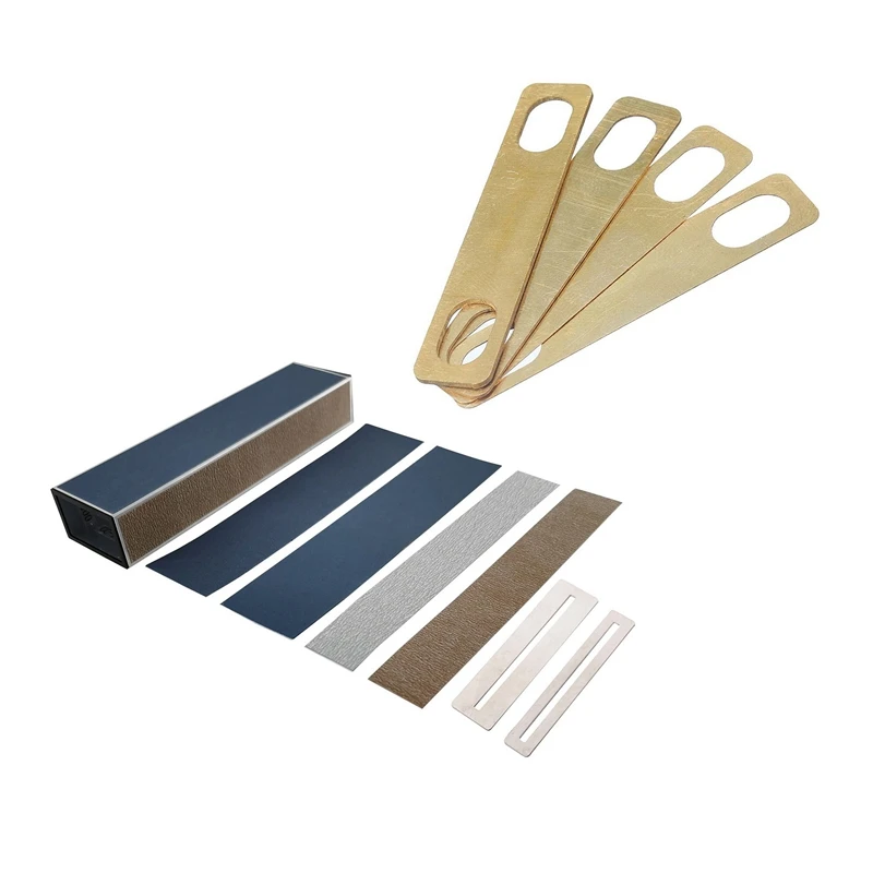 

4 Pcs Brass Neck Metal Shims 0.2Mm 0.5Mm 1Mm Thickness & 1 Set Guitar Fret Leveling Beam Bass Leveler Fret Files