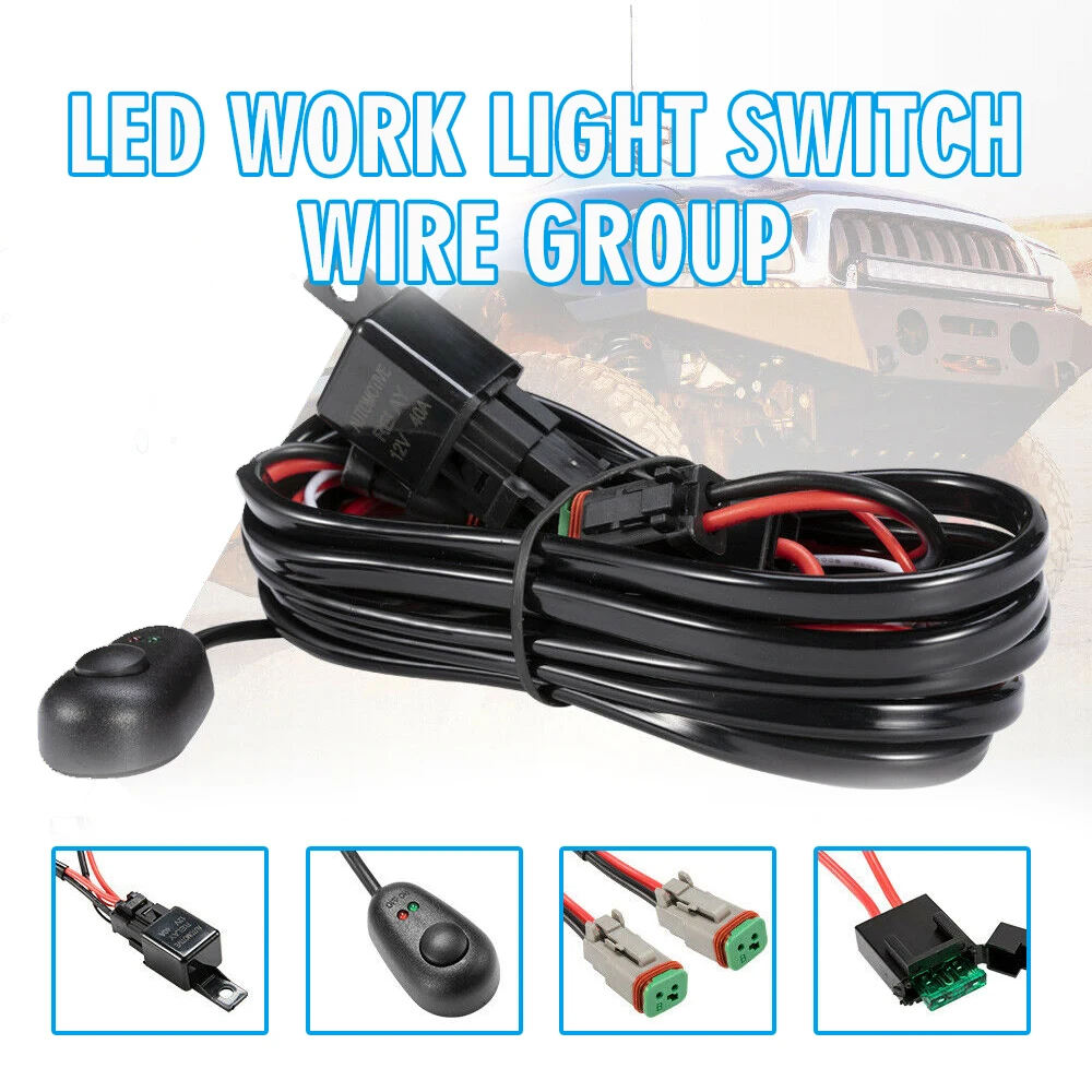 

1pc Durable Wiring Loom Harness Kit High-power Automobile LED Work Lamp Relay Switch Kit For 12V Driving Light Bar
