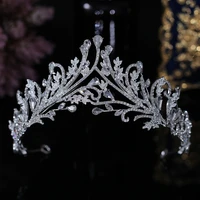 baroque luxury sparkling crystal leaf bridal tiaras crown rhinestone pageant prom diadem bride headband wedding hair accessories
