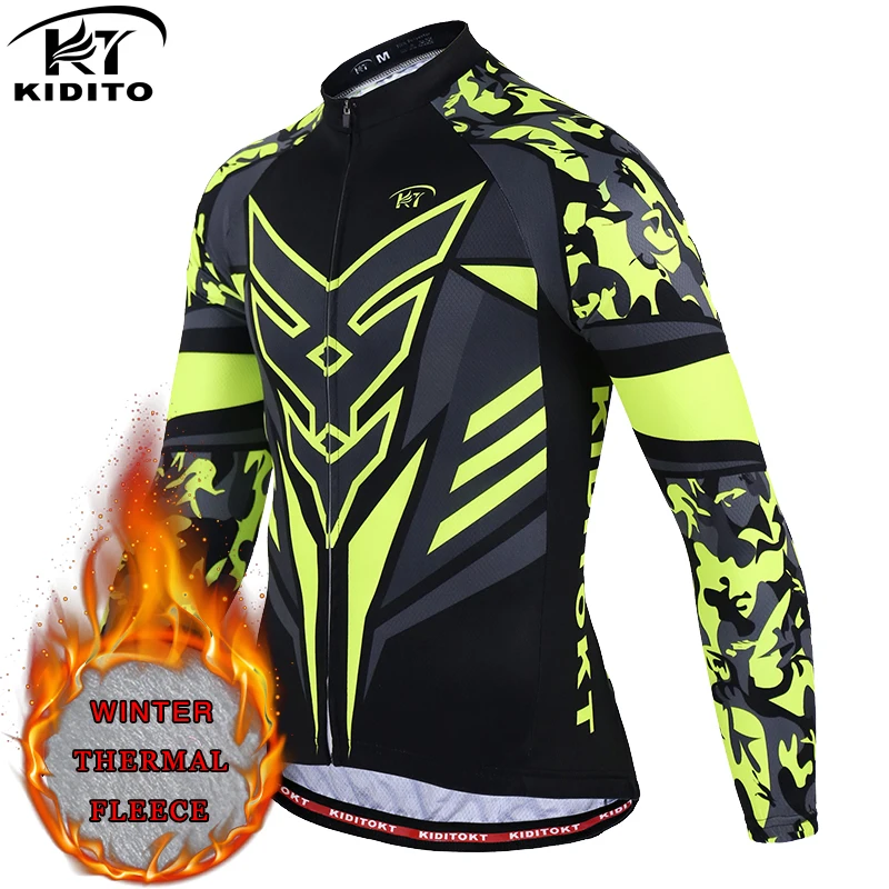 Профессиональная Зимняя Теплая Флисовая вело-Джерси с длинным рукавом kiditgend 2021