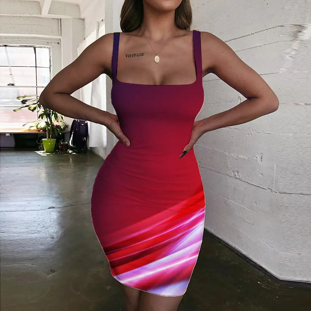 

Giyu Brand Abstract Dress Women Art Sundress Psychedelic Halter Sleeveless Novel Bodycon Dress Womens Clothing Party Vintage