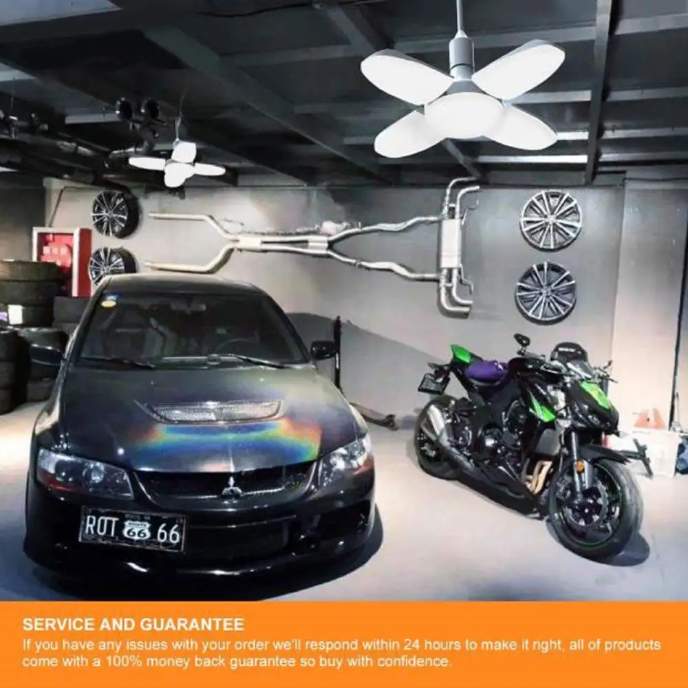 

LED E27 Deformable Ceiling Lighting Garage Lights with 4 Adjustable Panels Led Garage Lighting for Workshop Basement Warehouse