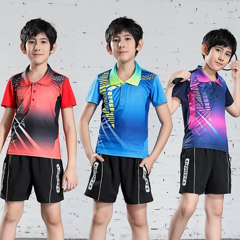 Women's Tennis T-Shirts Skorts , Turn Down Collar Girls Tennis T Shirt, Children Badminton Clothes , Kid Badminton Shirts Skirts