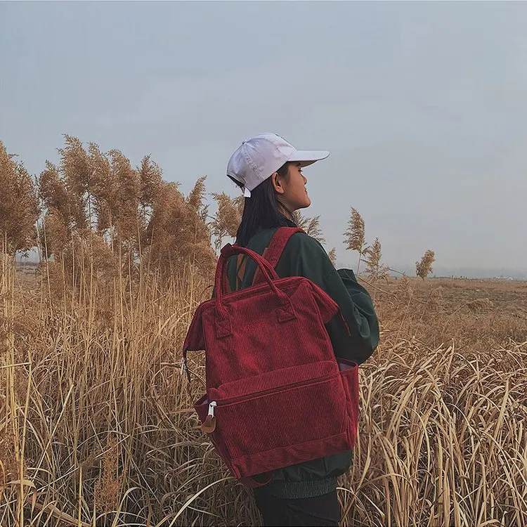 Вельветовые Рюкзаки Женские школьные сумки для подростков девочек Mochila большой емкости повседневные дорожные рюкзаки женский рюкзак