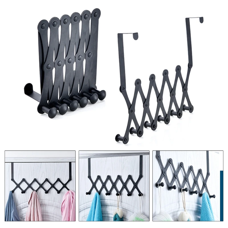 

Door Rear Hanging Retractable Hook Metal Finish Coat Rack Clothes Pegs Simple X7JE