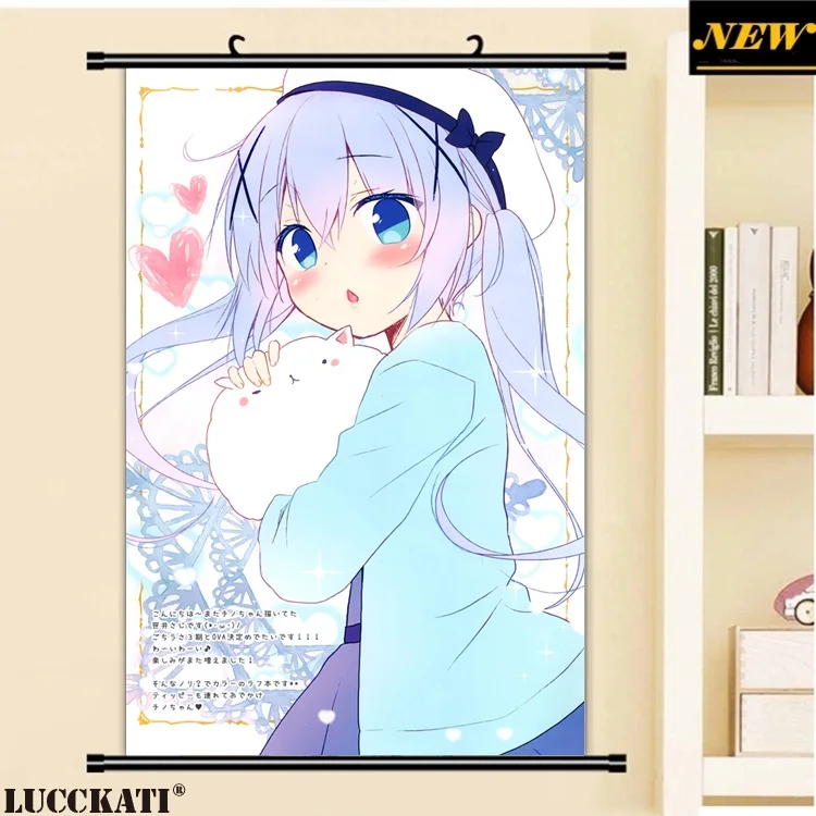 40X60 см, Gochiusa Gochuumon wa Usagi Desu ka Rabbit, сексуальная лоли, мультфильм, аниме картинка, настенная прокрутка, холст, живопись, плакат