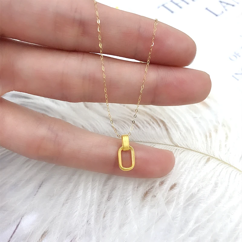 

KUGG 18K Au750 Solid Yellow Gold Chain Women Engagement Necklace Mini Style Birthday Gift Fashion 24k Gold Pendant for Lady