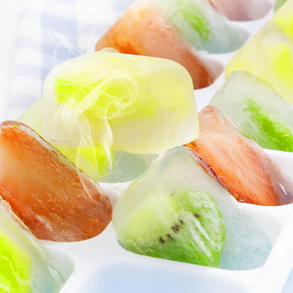 Summer Ice Cream Mold Covered Tray Set With 14 Cubes Molds Popsicle Maker Flexible Rubber Plastic Stackable Kitchen Tool |