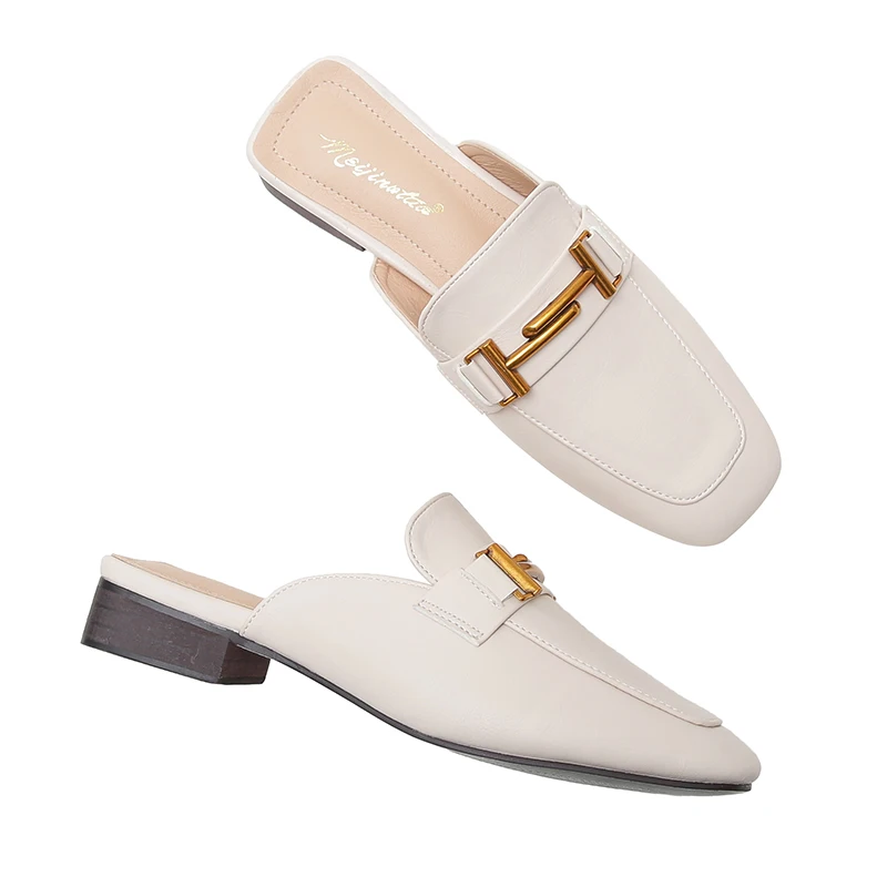 

Summer Women Shoes Fashion Women Slippers Light-weight Comfy Home Flat Slippers Spring Square Head Slides Sandals large size