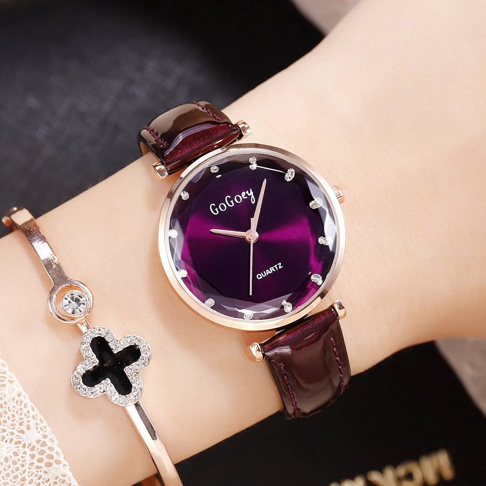 Повседневные женские часы Gogoey кварцевые с кожаным ремешком montre femme|Женские