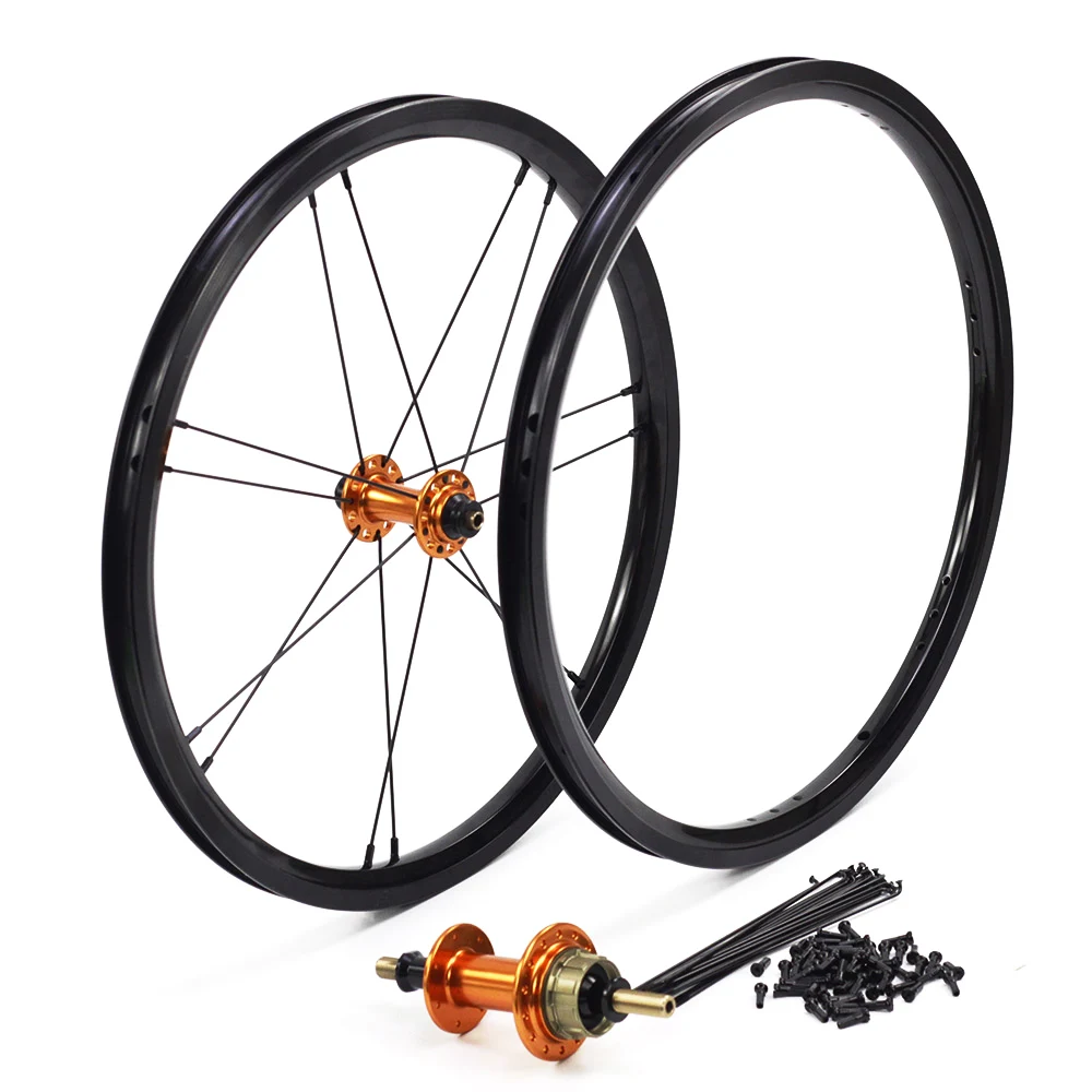 set orange 14H 21H Silverock литые диски 1" 1 3/8" 349 обода тормоза NBR 14H 21H для Brompton 3sixty складной велосипед на заказ велосипед колесная множество цветов - Цвет: set orange 14H 21H