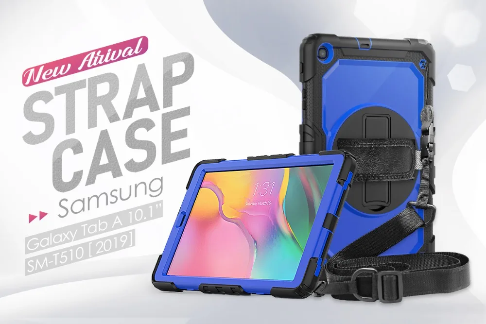 360 Вращающийся чехол для Samsung Galaxy Tab A 10,1 T510 T515 SM-T510 SM-515 чехол для планшета с ремешком на плечо+ ручка+ пленка