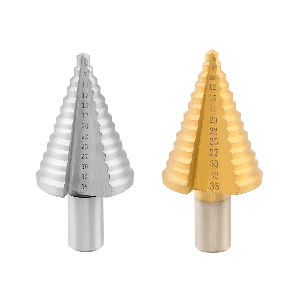 

HSS 5-35mm Step Drill Bit Titanium Cone Hole Cutter Hole Opener Spiral Groove High Speed Steel 13 Step