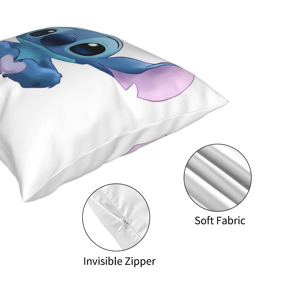 

Stitch Heart Pillowcase Polyester Printed Decor Pillow Case for Sofa Seater Cushion Cover