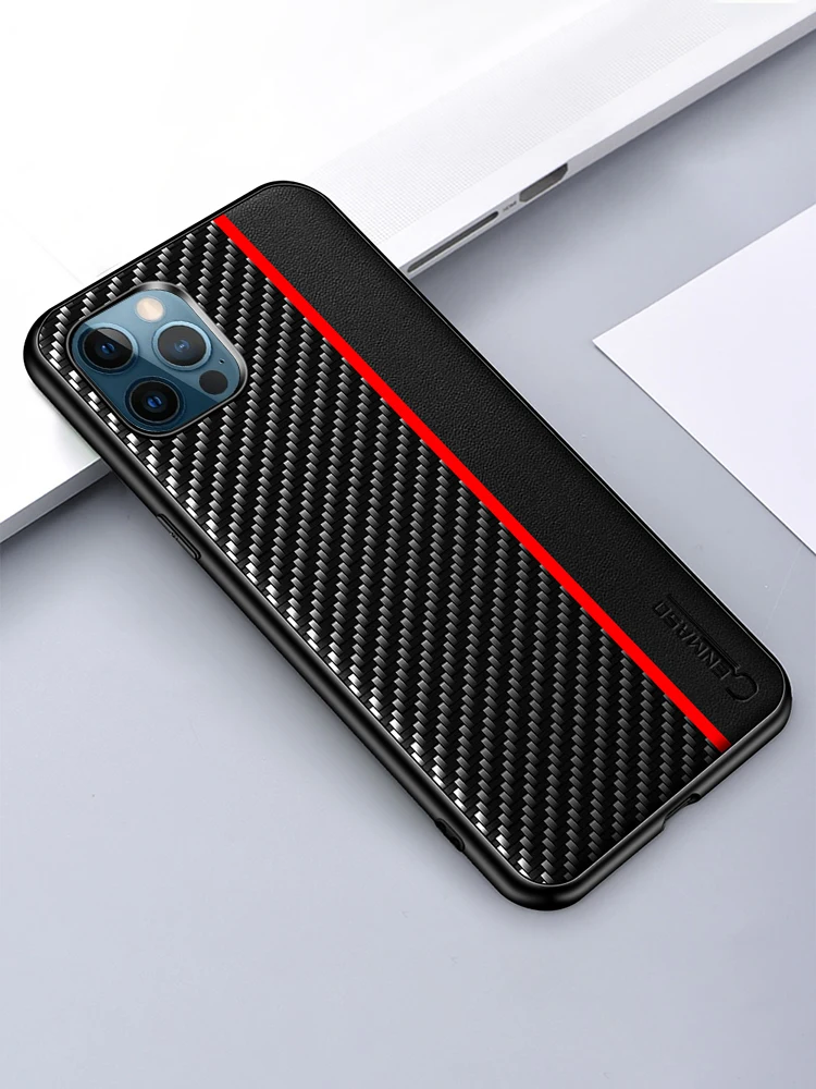 Для IPhone 12 11 Pro Max чехол из углеродного волокна искусственная кожа противоударный