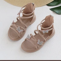 summer girls sandals rhinestone butterfly soft sole roman shoes simple gladidator style princess shoes bohemian beach shoes