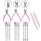 Инструмент для изготовления ювелирных изделий, плоскогубцы розового цвета, пинцет, игла, набор инструмент-ложка для изготовления форм из силиконовой смолы, для изготовления ювелирных изделий