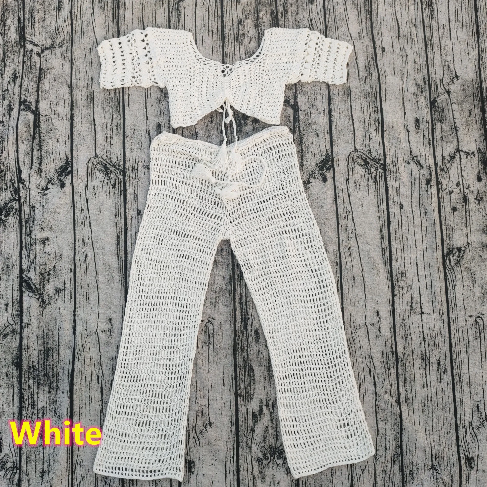 Связанное крючком бикини ручная работа набор закрывающие брюки длинные Горячие