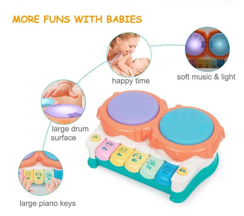 Музыкальная хлопающая игрушка барабан Электрический Музыкальный развивающая