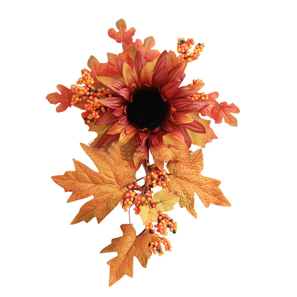 

Artificial Simulation Autumn Leaves Maple Leaf Rattan Hanging Branches Wreath for Front Door Festive Imitation 30+