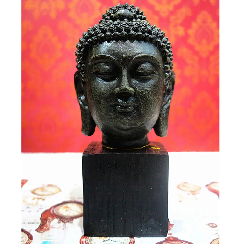

THAILAND BUDDHA HEAD BUSINESS GIFTS EVIL SPIRITS BUDDHA FIGURE ORNAMENTS SHAKYAMUNI DECORATION CRAFTS STATUE R32
