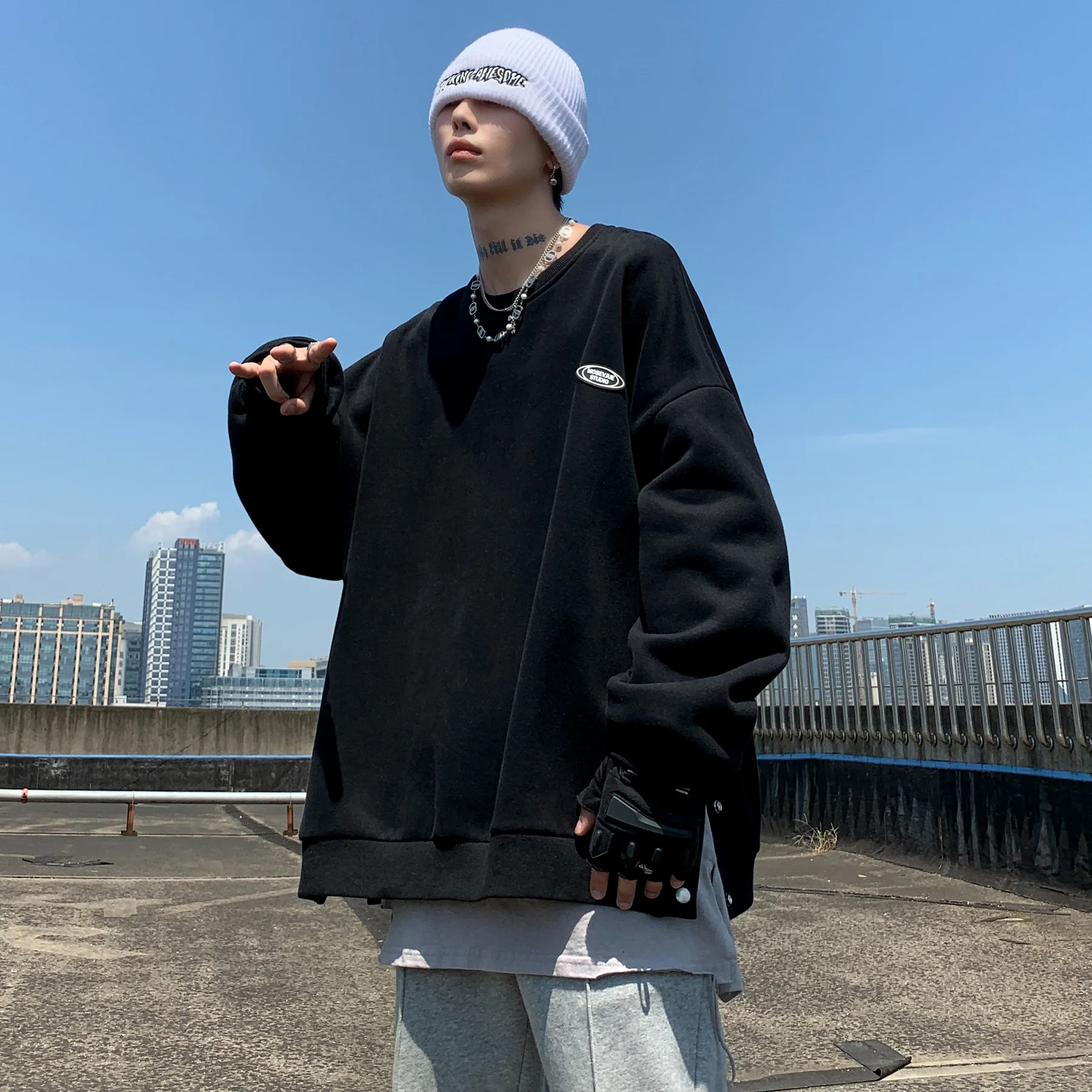 

Свитшот женский и мужской свободного кроя, с круглым вырезом и длинным рукавом