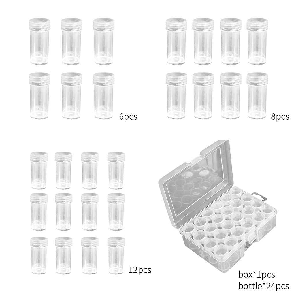 

Rhinestone Storage Box Round Storage Bottle Empty Nail Art Beads 5d Diamond Painting Cross Stitch Box Household Storage Tool