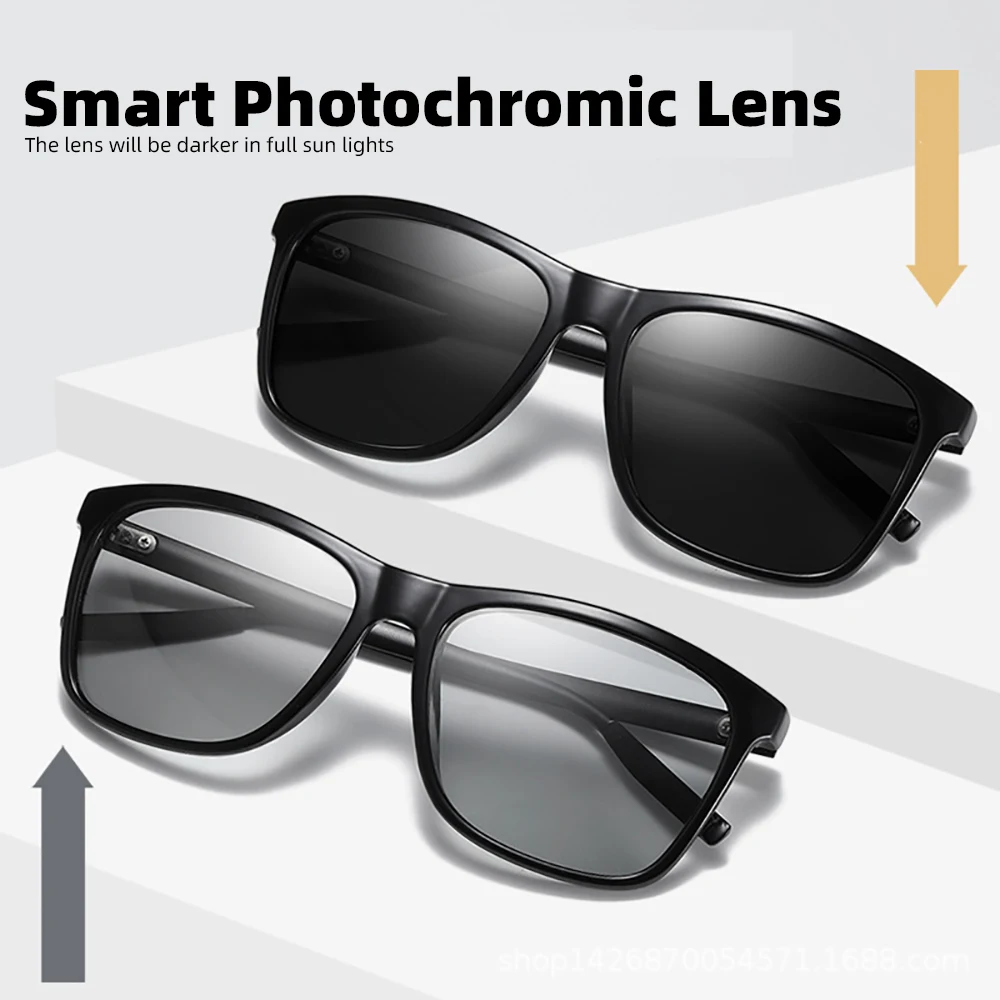 VIVIBEE изменение цвета серая оправа фотохромные поляризованные солнцезащитные очки мужские Квадратные Классические хамелеоновые глазки переходная линза очки