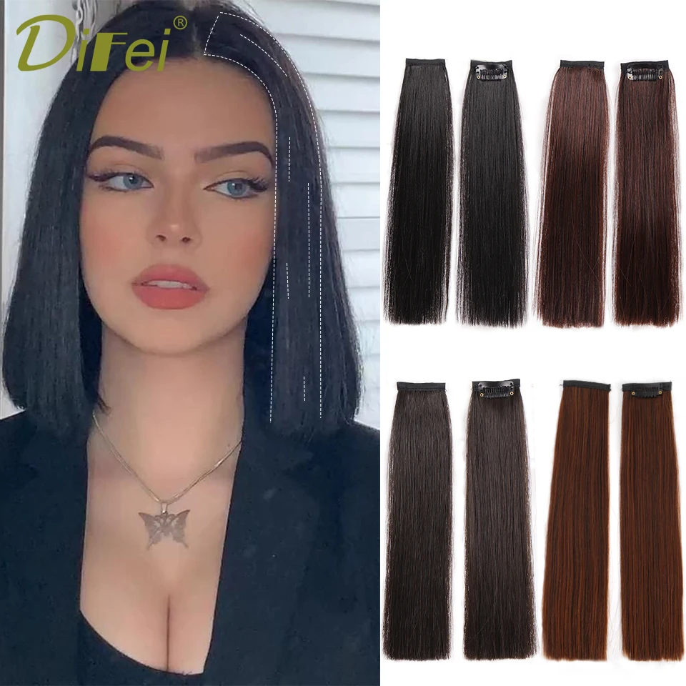 

DIFEI Synthetic Natural Hair Pads Invisible Seamless Hair Extension Clip In Hair Extension Lining of Hair Top Side Cover Hair
