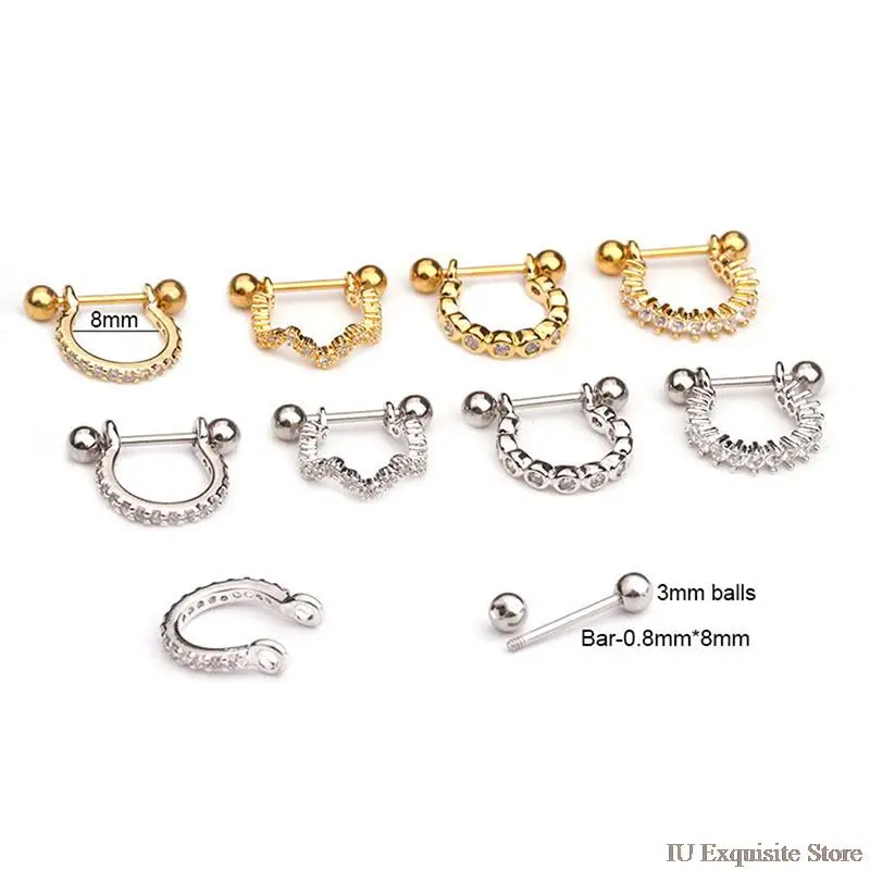 

1 Pc Stainless Steel Cz Hoop Cartilage Earring Helix Tragus Ear Piercing Jewelry