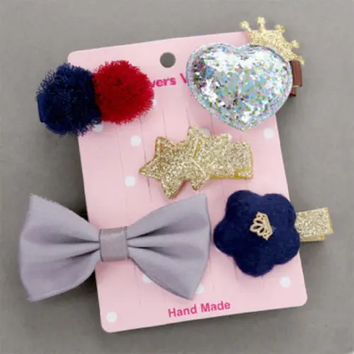 6Pcs Hairpin Baby Girl Hair Clip Bow Flower Mini Barrettes Star Kids Infant Accessories Kit | Детская одежда и обувь