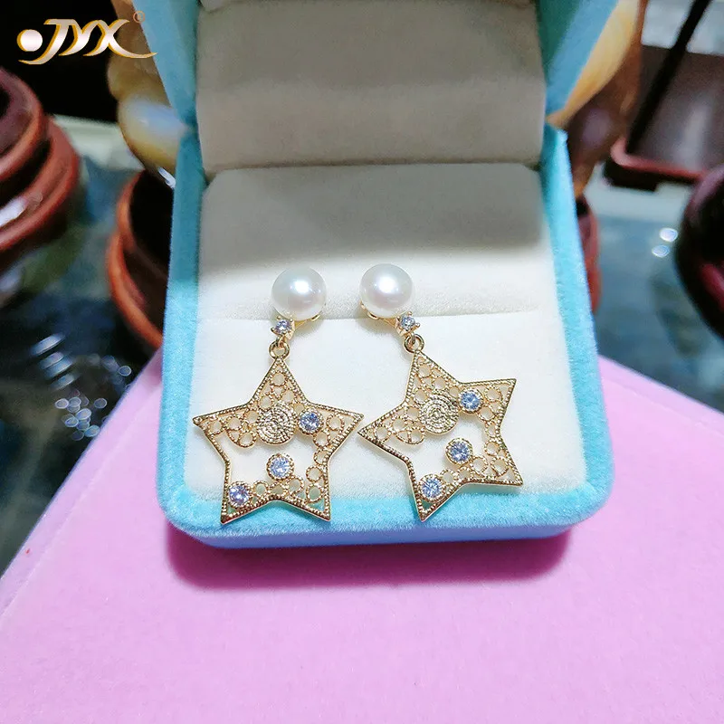 

JYX Fashion Style of 2021 Beautiful Star Newest Natural Freshwater Pearl earrings high luster 925 silver stud