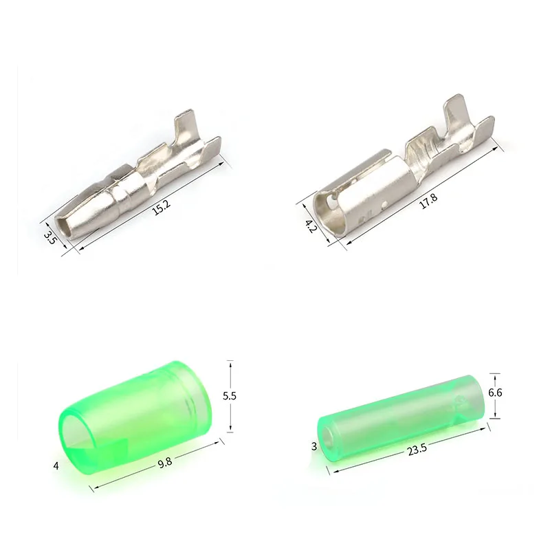 

Auto Electric Bicycle 0.2 - 1mm Bullet Terminals Green Cover Male Female Car Plugs Electric Connector and Socket