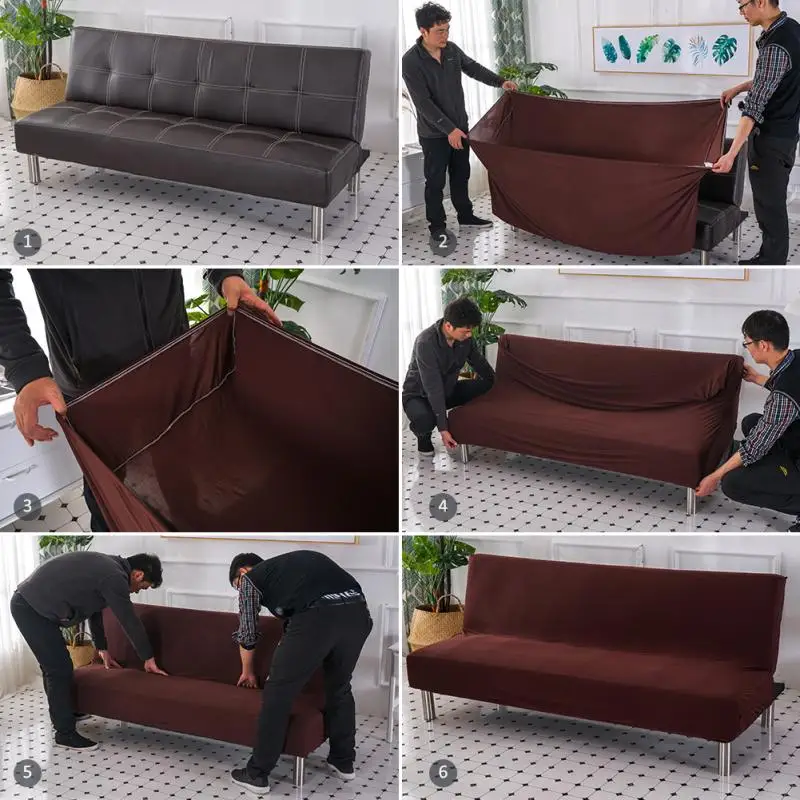 High Stretch Solid Color All-inclusive Folding Sofa Bed Cover Protector Armless Slipcover Living Room | Дом и сад