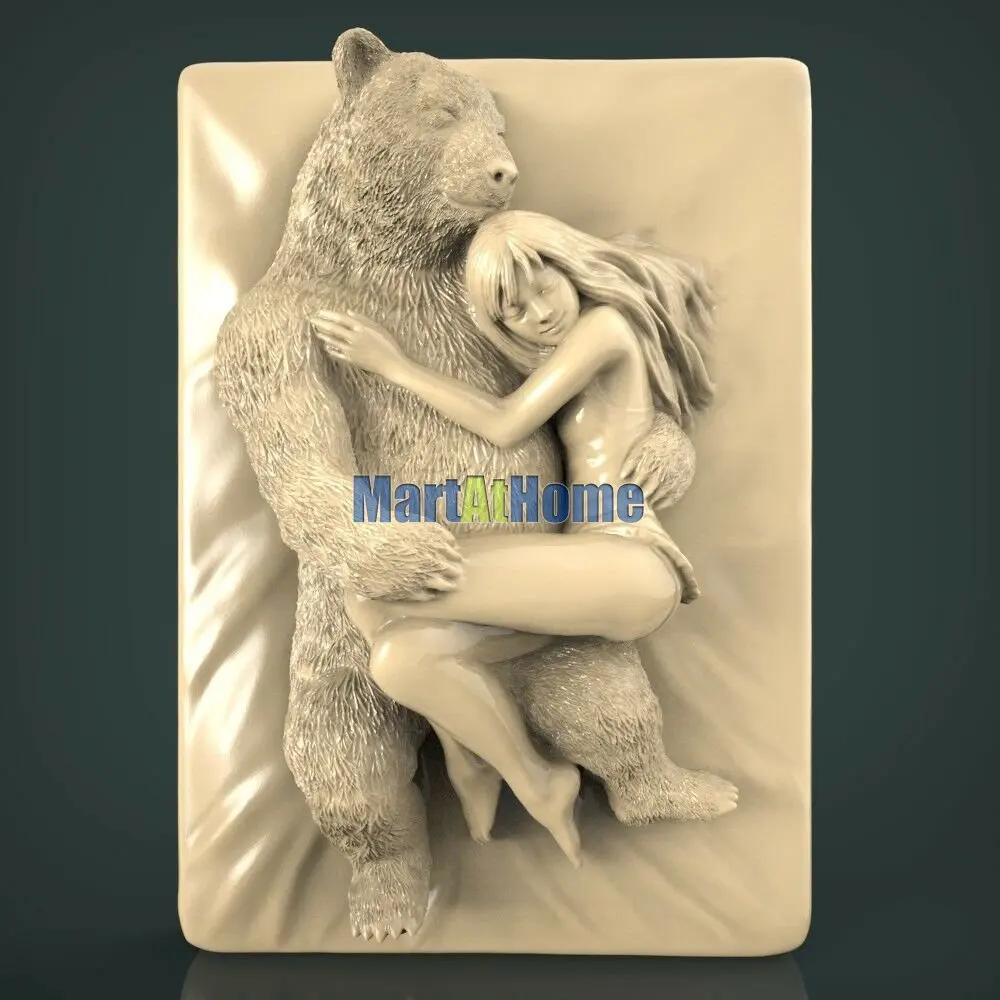 

3D STL Model Bear and Girl for CNC Router Engraving & 3D Printing Relief Support ZBrush Artcam Aspire Cut3d