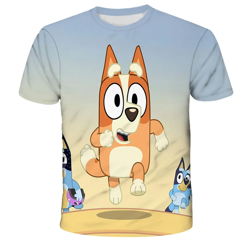 

2021 Teenage Funny Cartoon Anime T-shirts Alt Bluey Baby Summer Children Boy Tshirt Wolf Cub Tees Cute Girls Kawaii PuppyTops