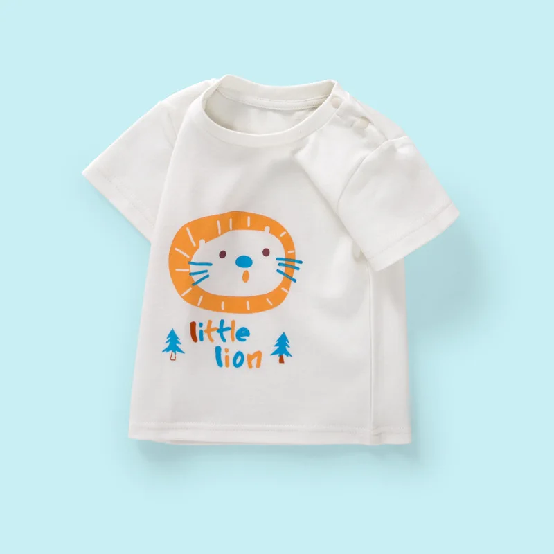 

Cute Lion White Short T-Shirt Cotton Boys and Girls Clothes