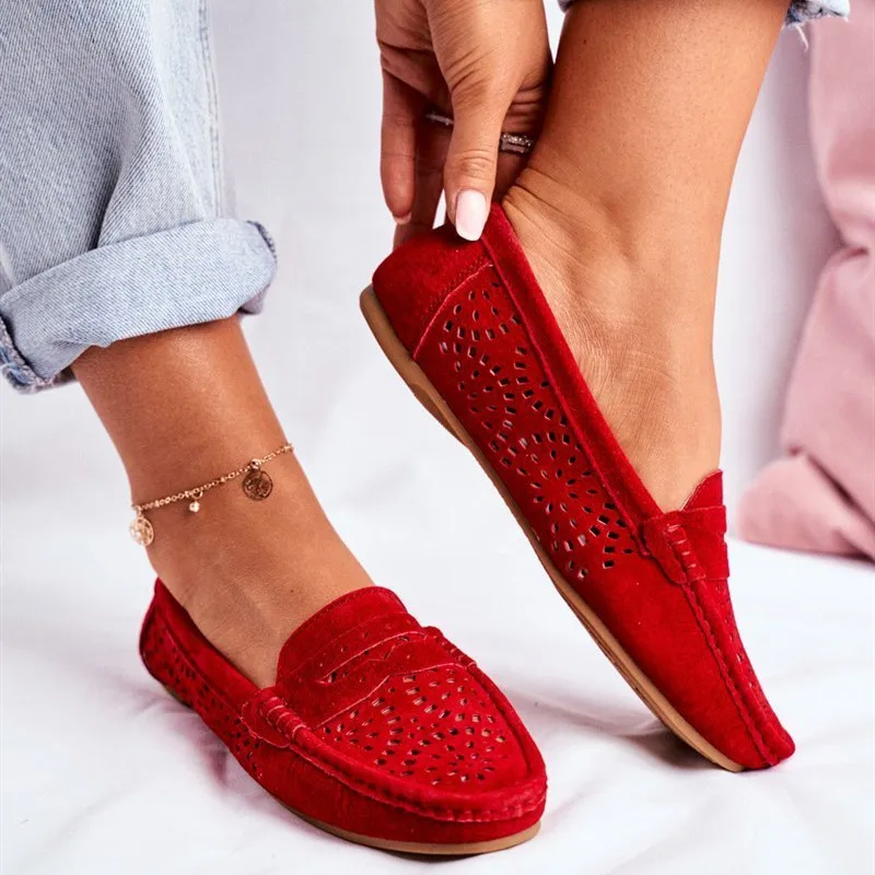 

new. MDUG 2021 Summer Women Flat Shoes Soft Casual Loafers Female Ballet Flats Suede Slip on Breathable Ladies Footwear