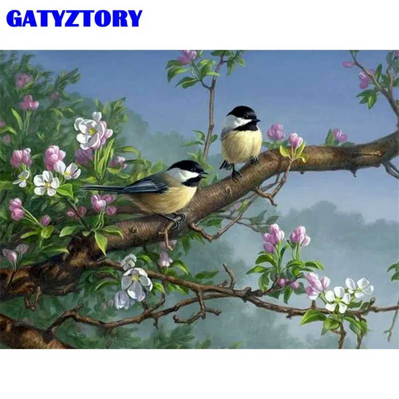 

GATYZTORY Paint By Numbers For Adults Children HandPainted Acrylic Painting Birds In The Tree Picture Drawing DIY Gift