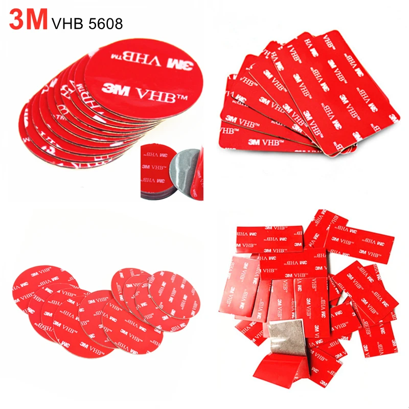 10PCS Die Cut Shape Round Rectangle 3M VHB 5608 Double Sided Acrylic Foam Adhesive Tape Heavy Duty Mounting Tape Choose Wide