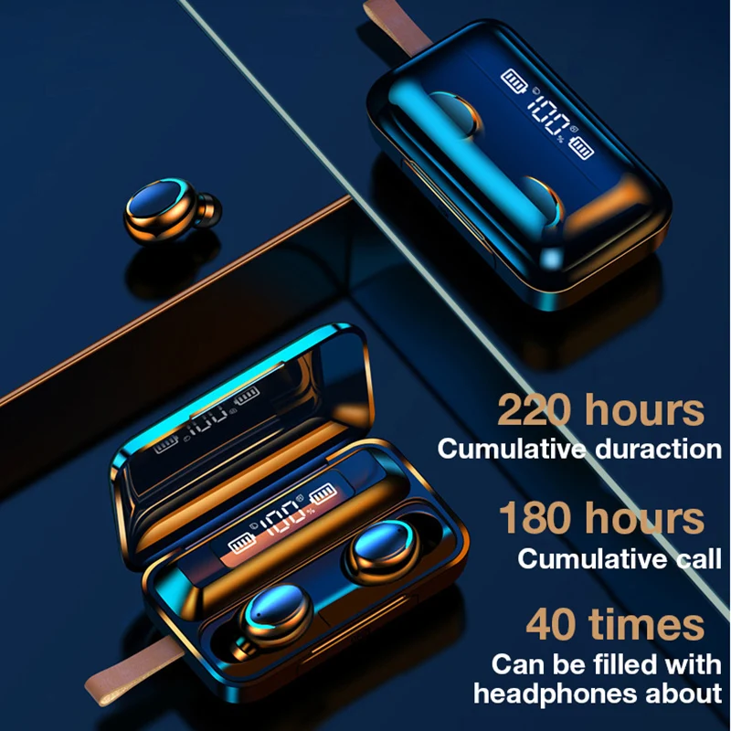 Bluetooth наушники с сенсорным управлением светодиодный дисплей 3600 мАч