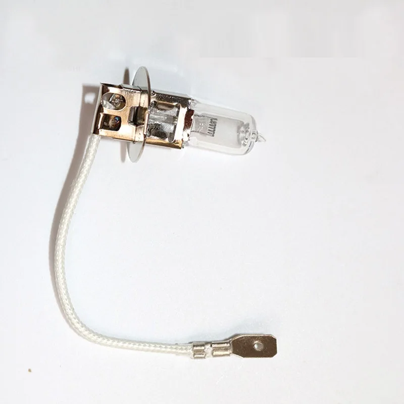 

HoneyFly 5pcs H3 Halogen Lamp Bulb With Wire 12V/24V Capsule Clear Crystal Light 35W 50W 70W Warm White Machine Tool Lamp